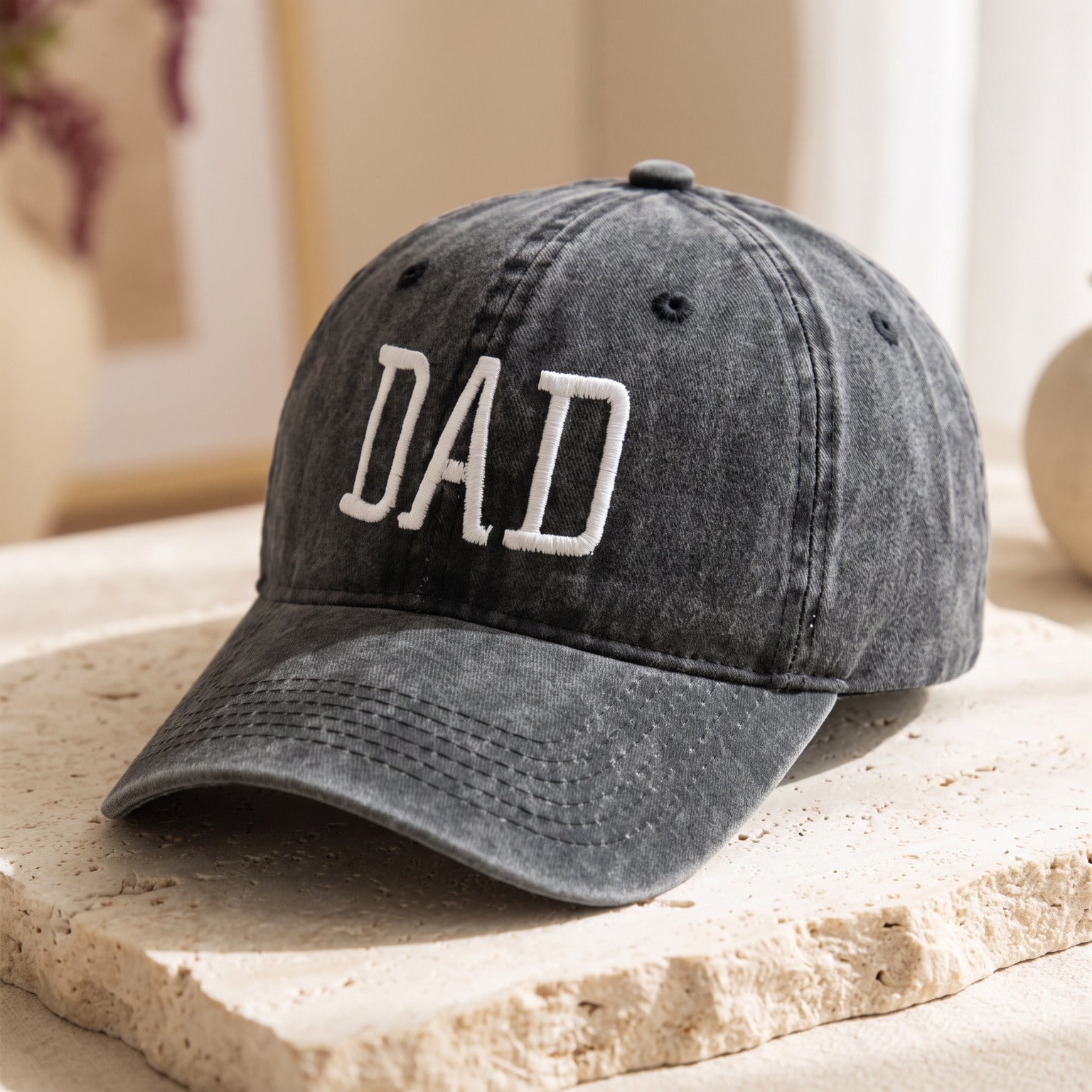 Black DAD embroidered cotton cap